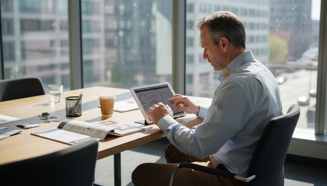 Sales executive reviewing product presentation