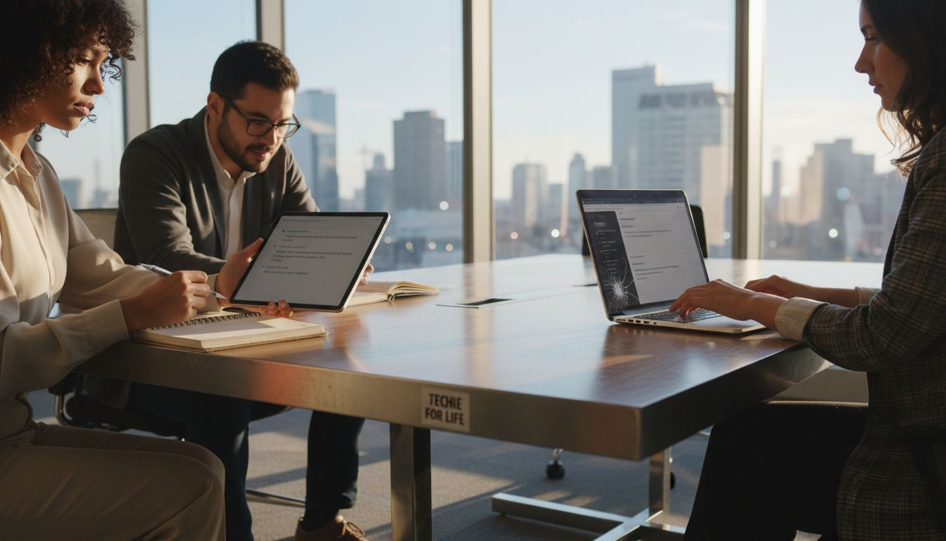 Coworkers gathering video feedback digitally