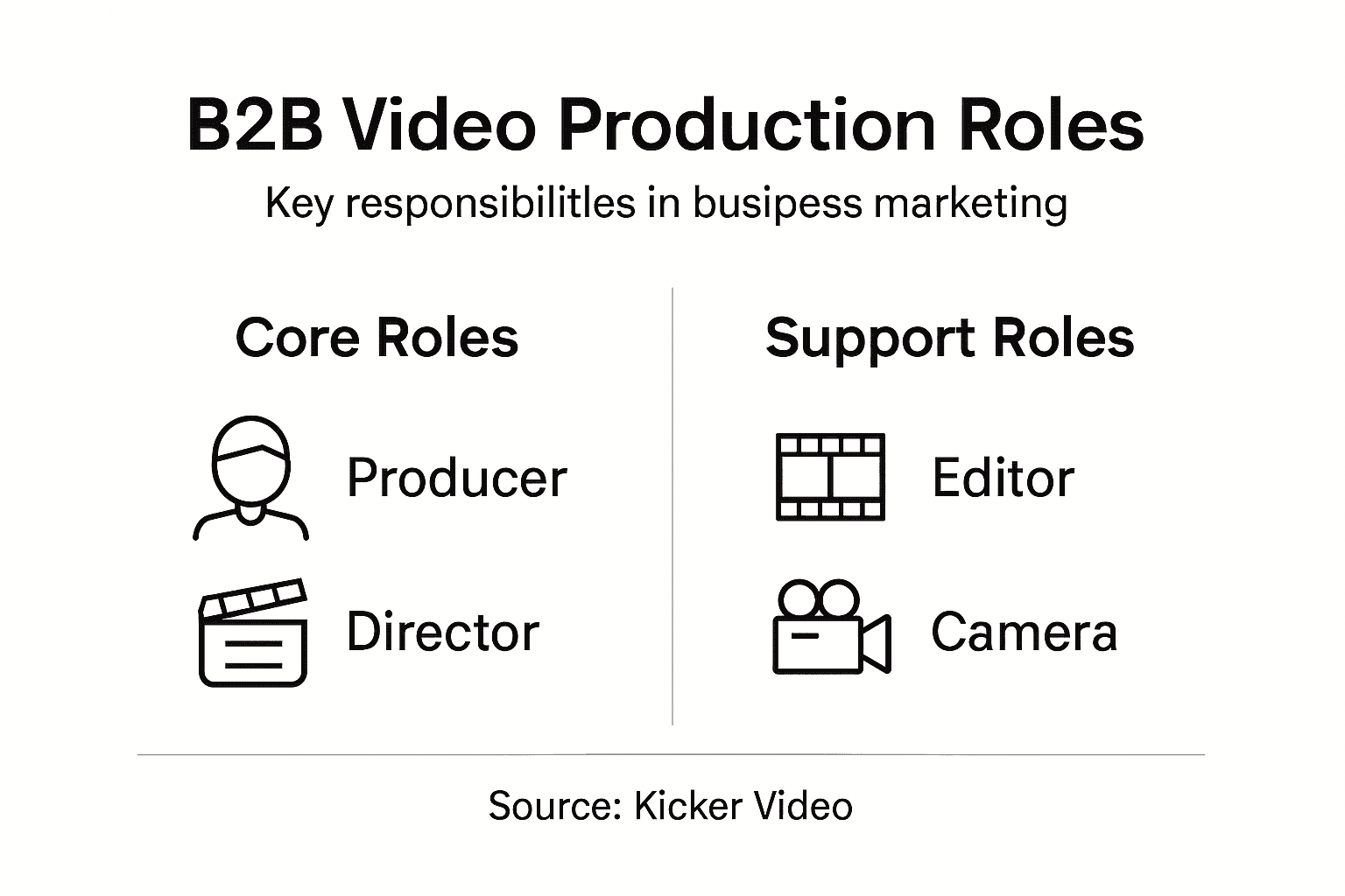 Infographic showing B2B video production team roles