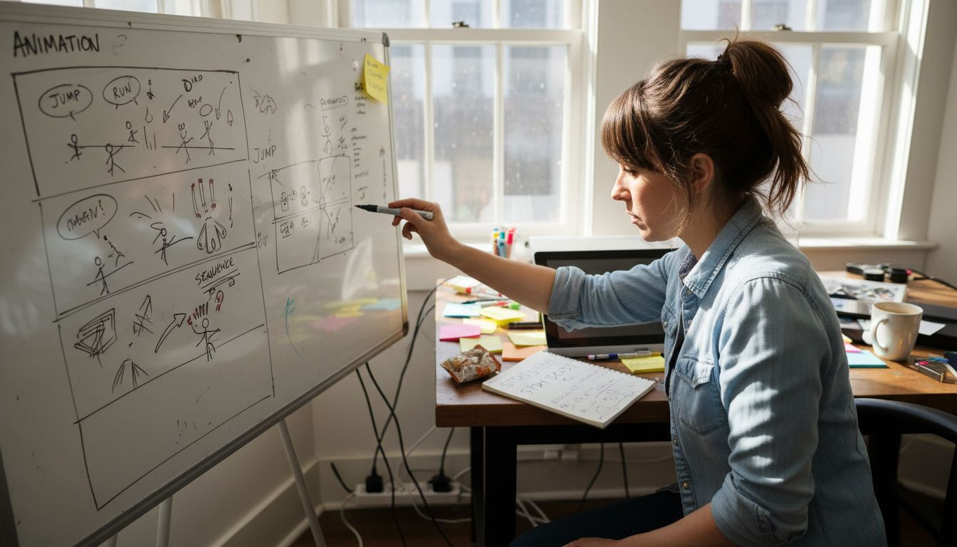 Animator sketching explainer video storyboards