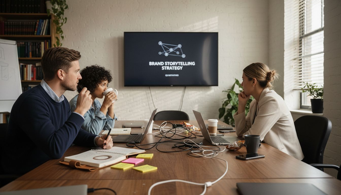 Team watches B2B brand storytelling video