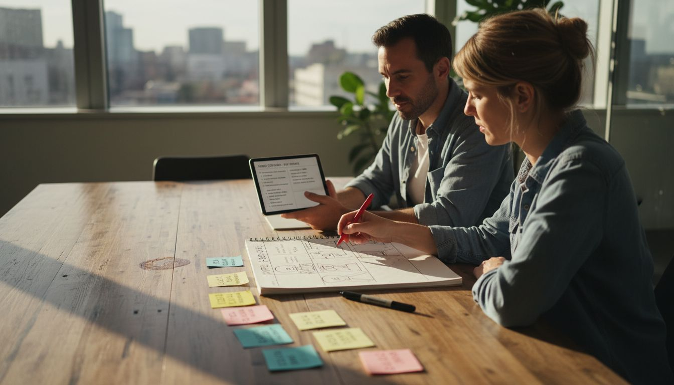 Team sketching out video storyboard