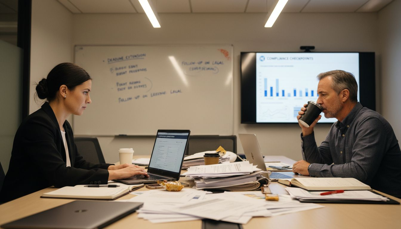 Stakeholders collaborating on compliance checks