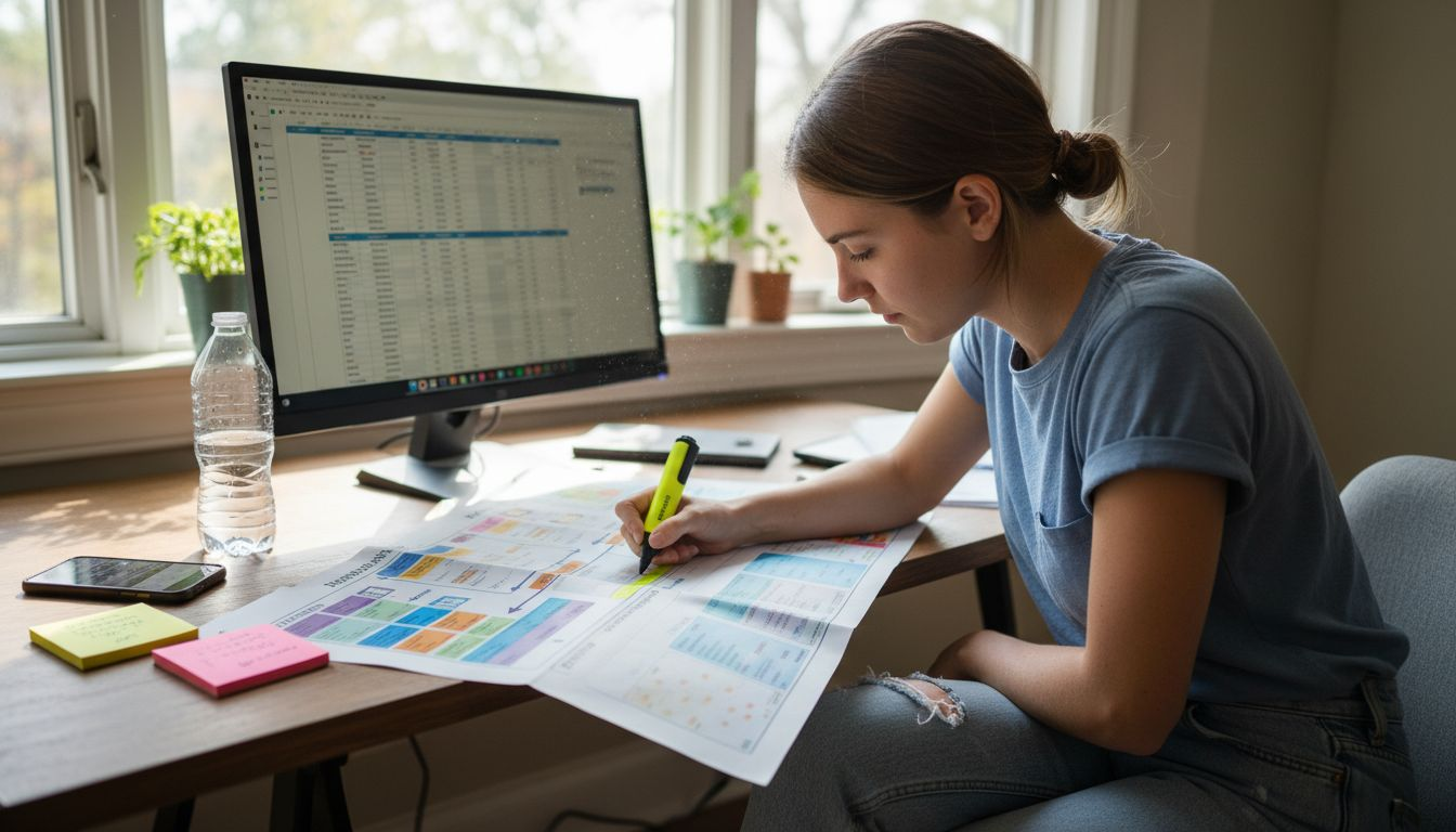 Worker mapping video to buyer journey stages