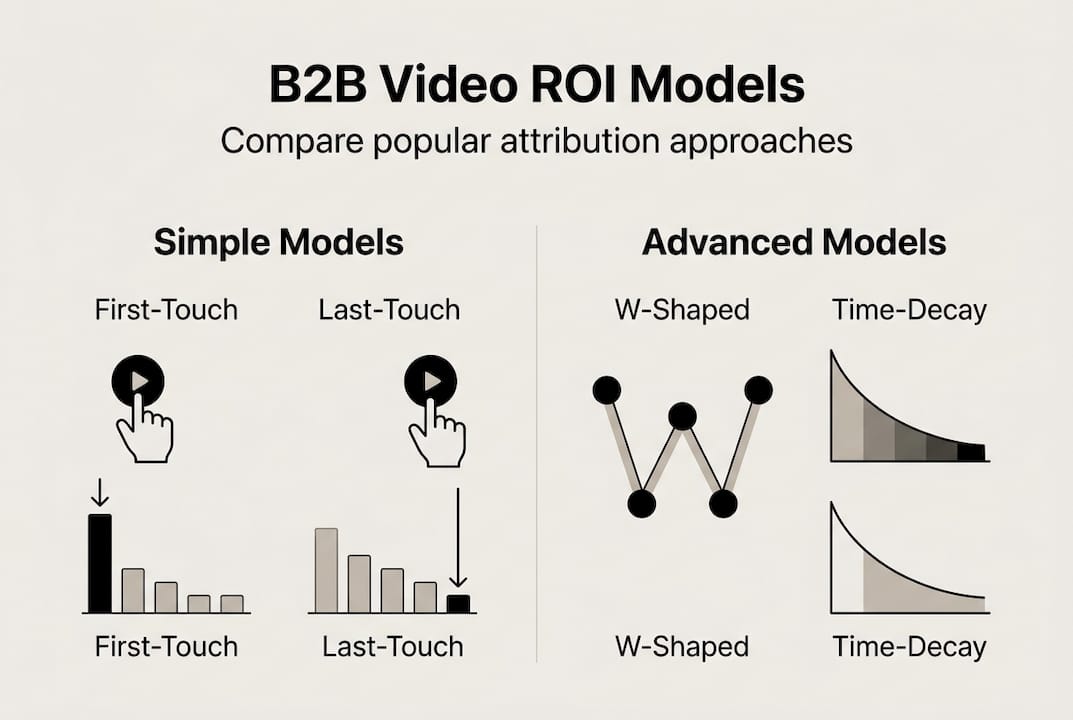 Infographic comparing B2B video attribution models