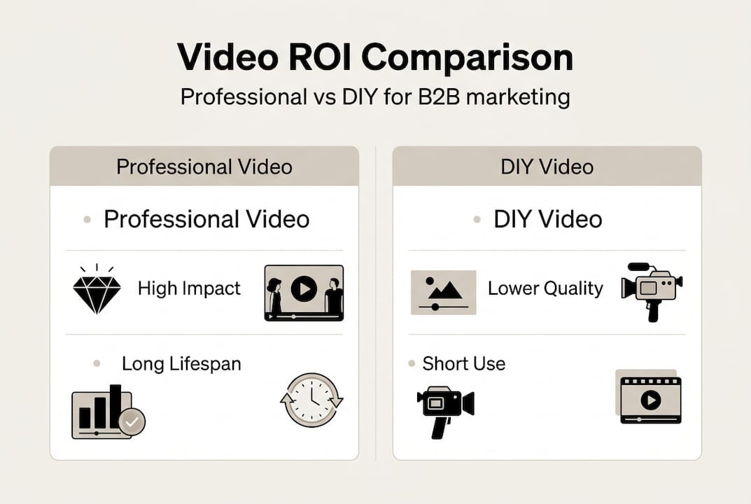 Infographic comparing professional and DIY video ROI