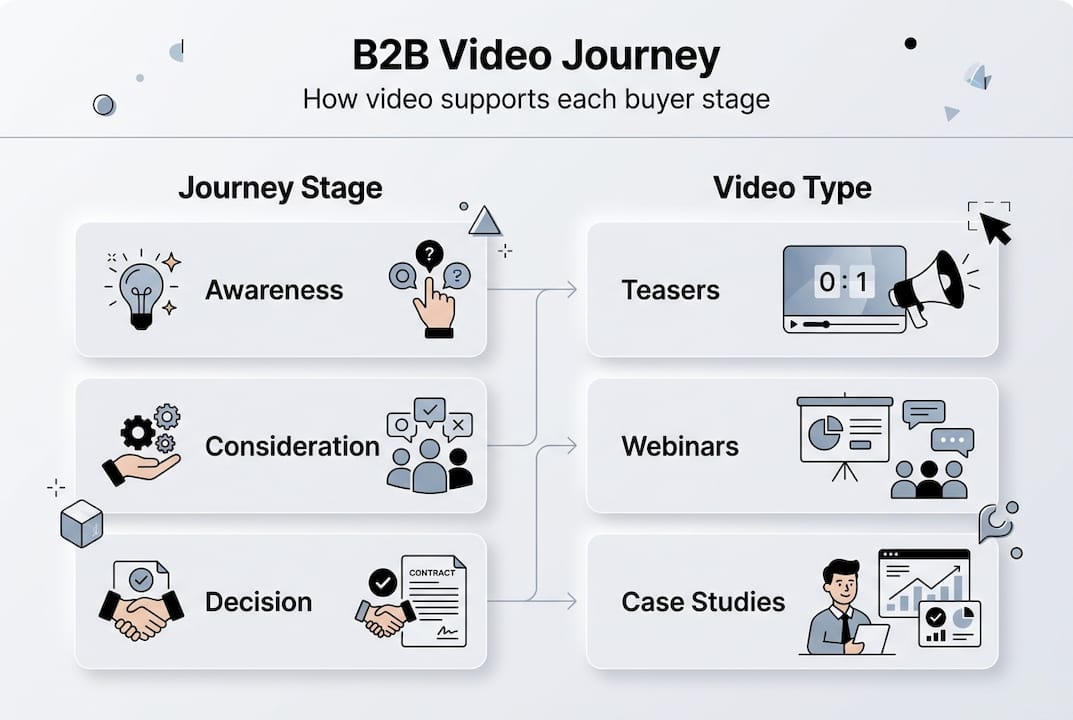Infographic mapping video types to buyer journey