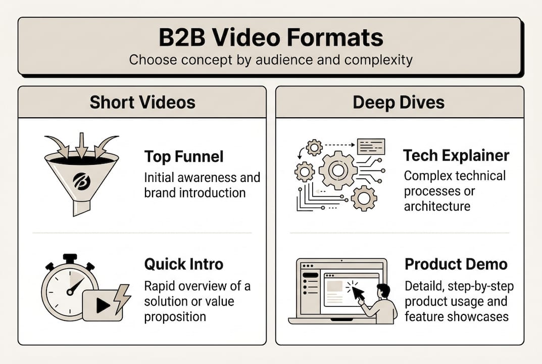 Infographic shows B2B explainer video format types