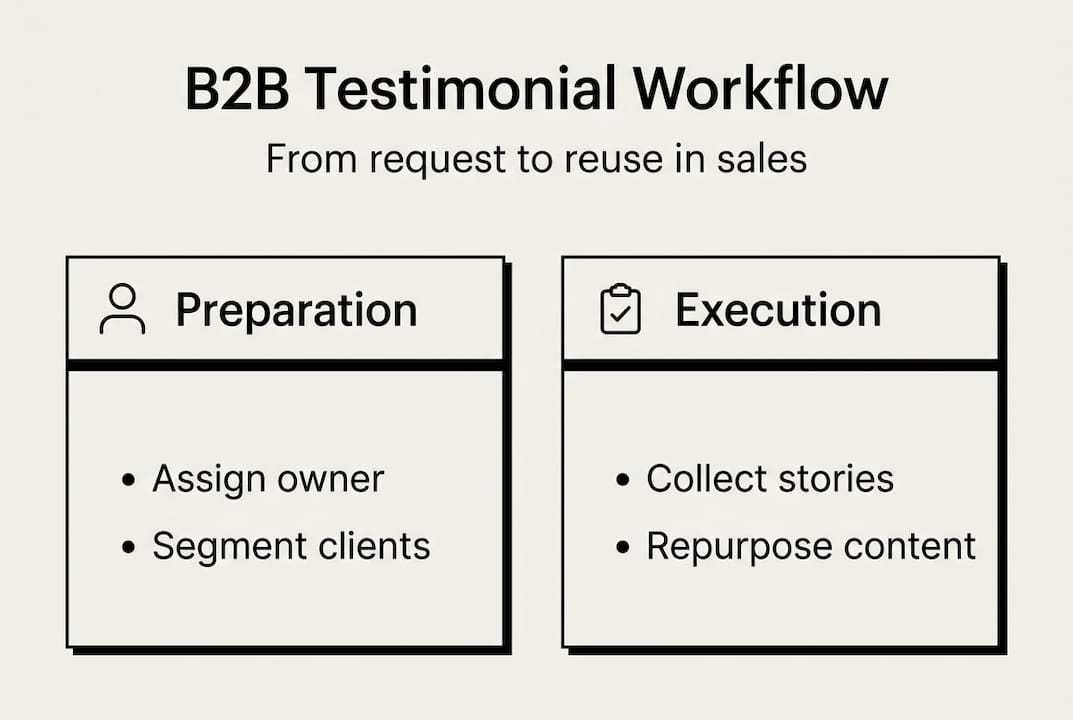 Infographic showing B2B testimonial workflow steps