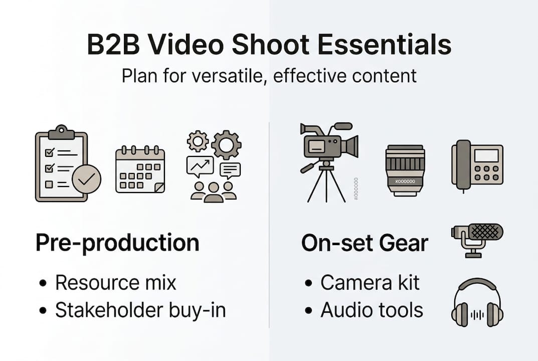 Infographic outlining B2B video shoot fundamentals