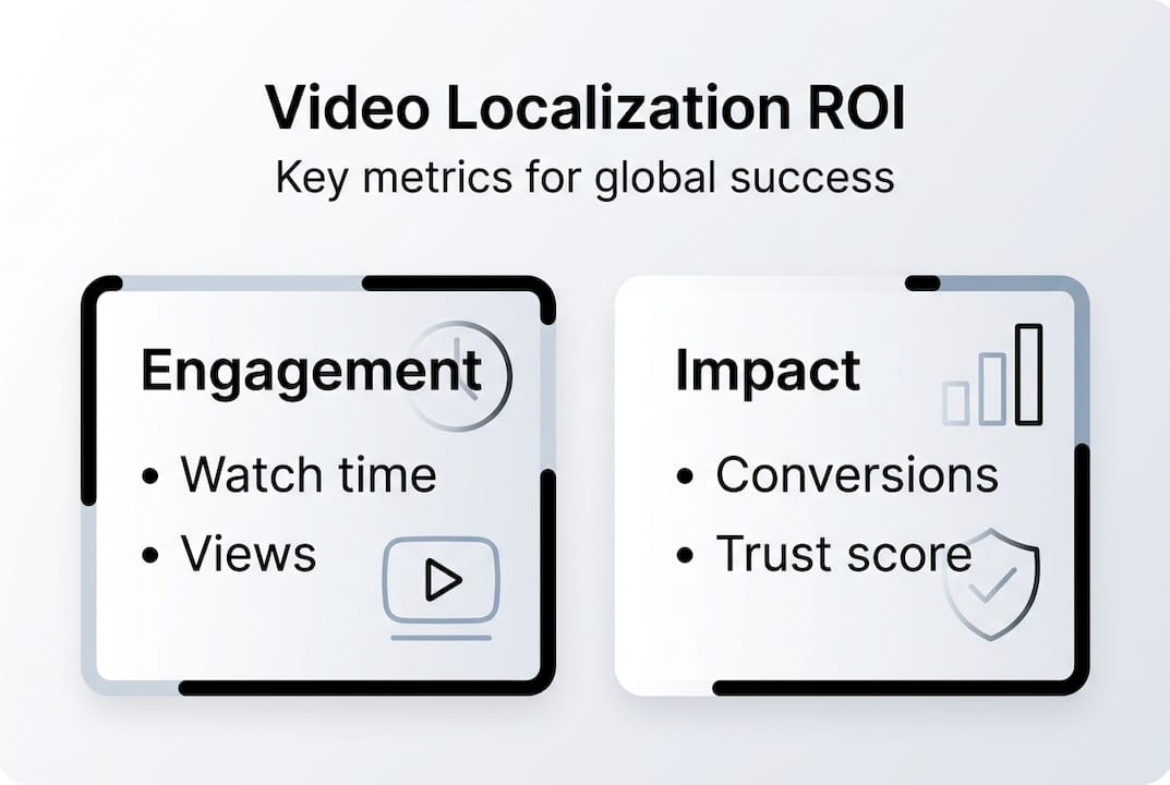 Infographic with video localization ROI metrics