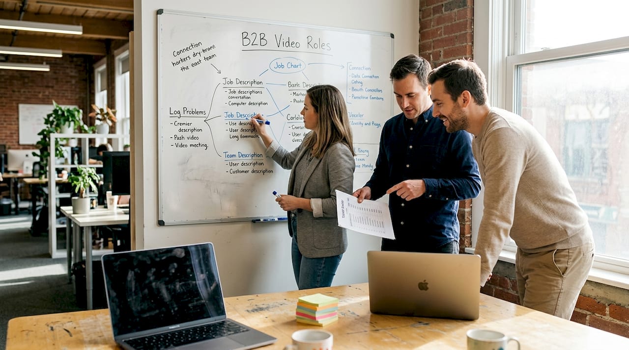 Team evaluating B2B video project roles