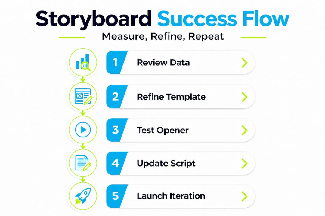 Infographic outlining storyboard measurement steps