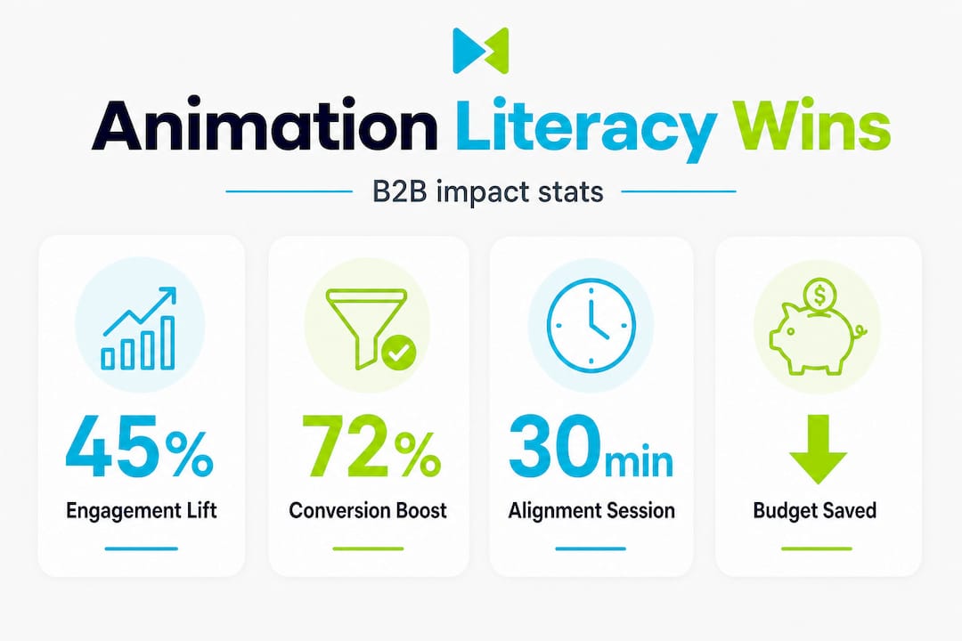 Infographic with B2B animation literacy impact statistics