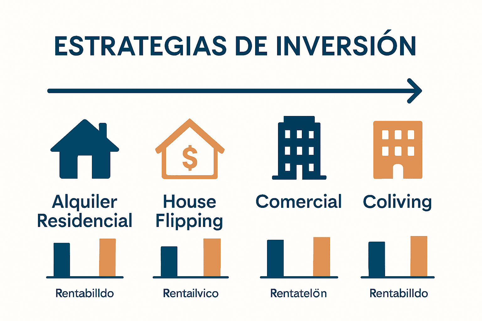 Infografía comparativa tipos de inversión inmobiliaria a largo plazo