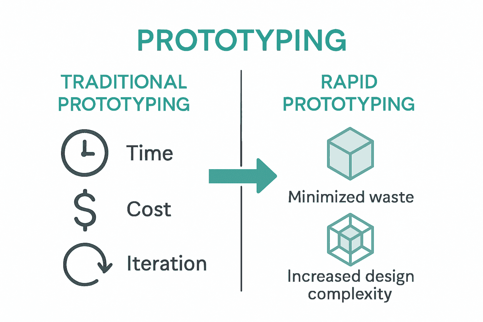 Infographic comparing speed and cost of rapid prototyping and traditional prototyping