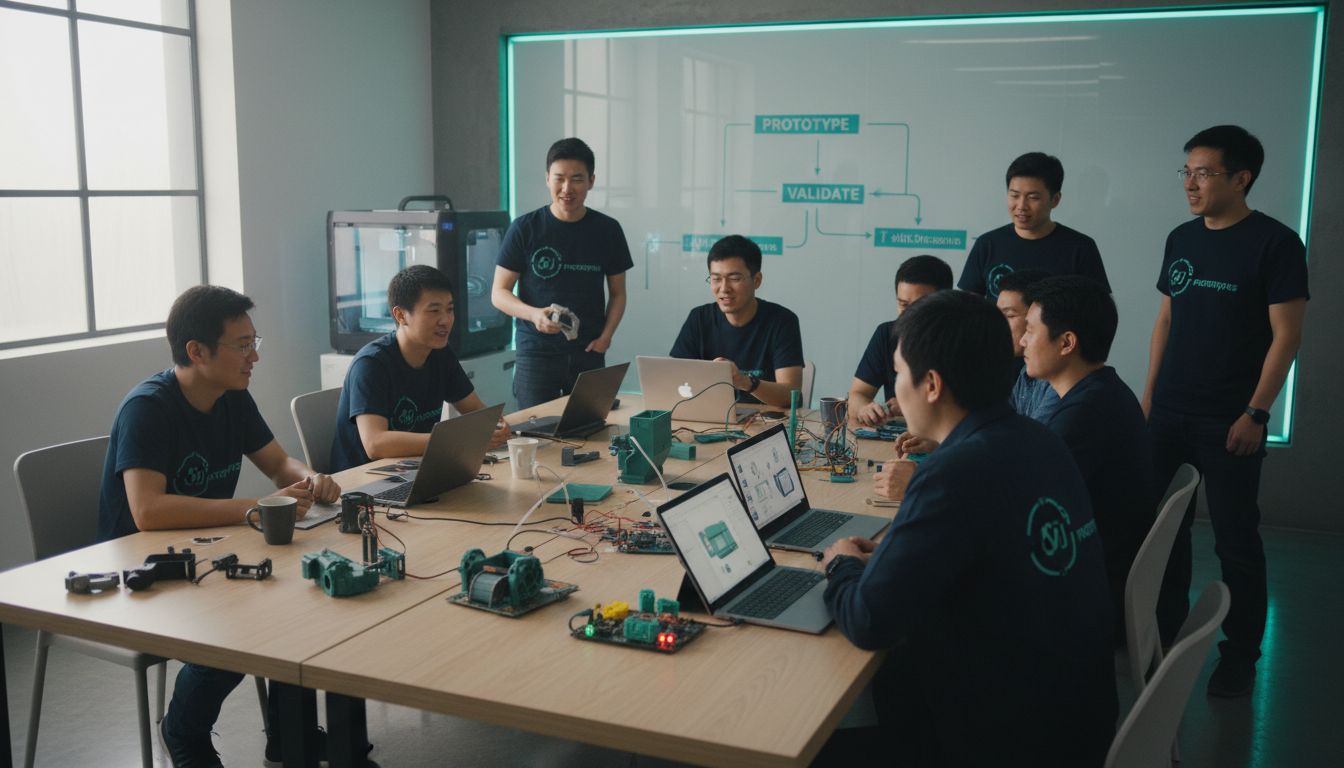Team collaborating on product prototypes
