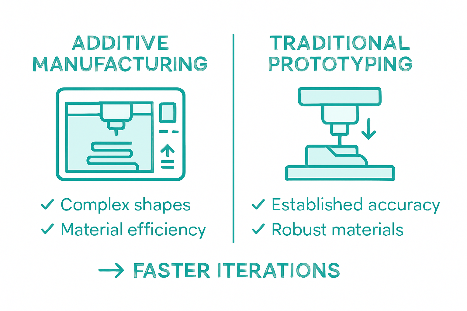 Infographic comparing additive and traditional prototyping