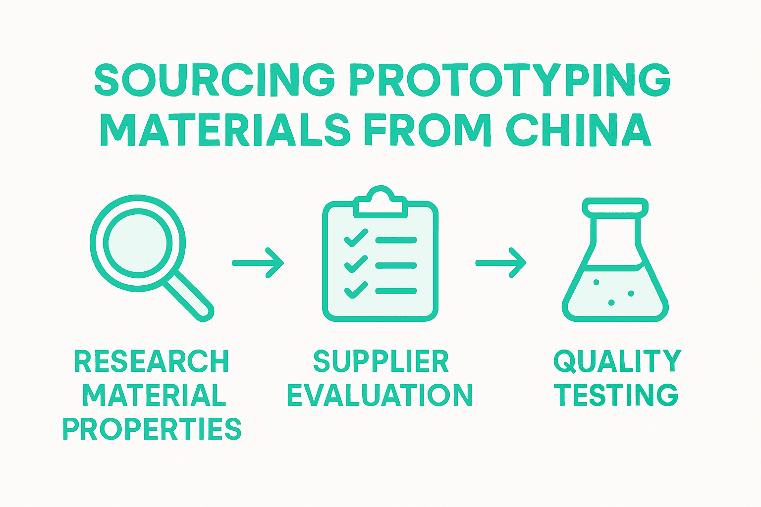 Infographic showing three steps to source materials from China