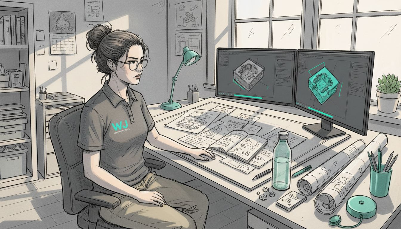 Engineer reviewing 3D injection mold design