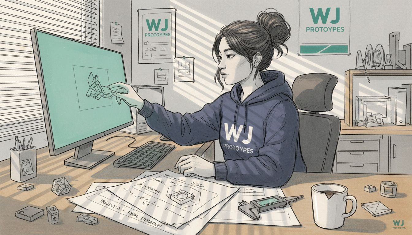 Designer checking 3D files at desk