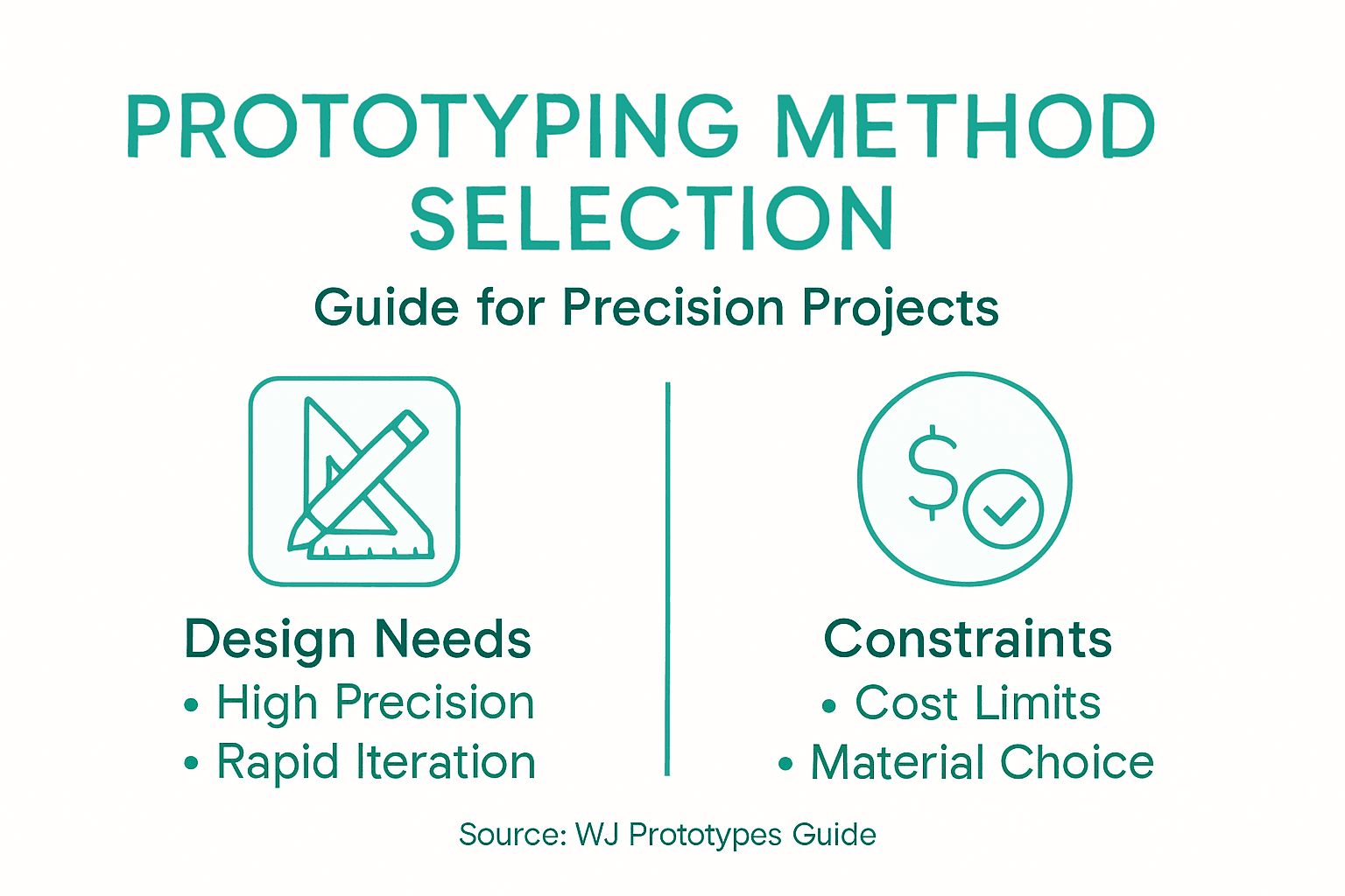 Infographic summarizing how to select prototyping methods