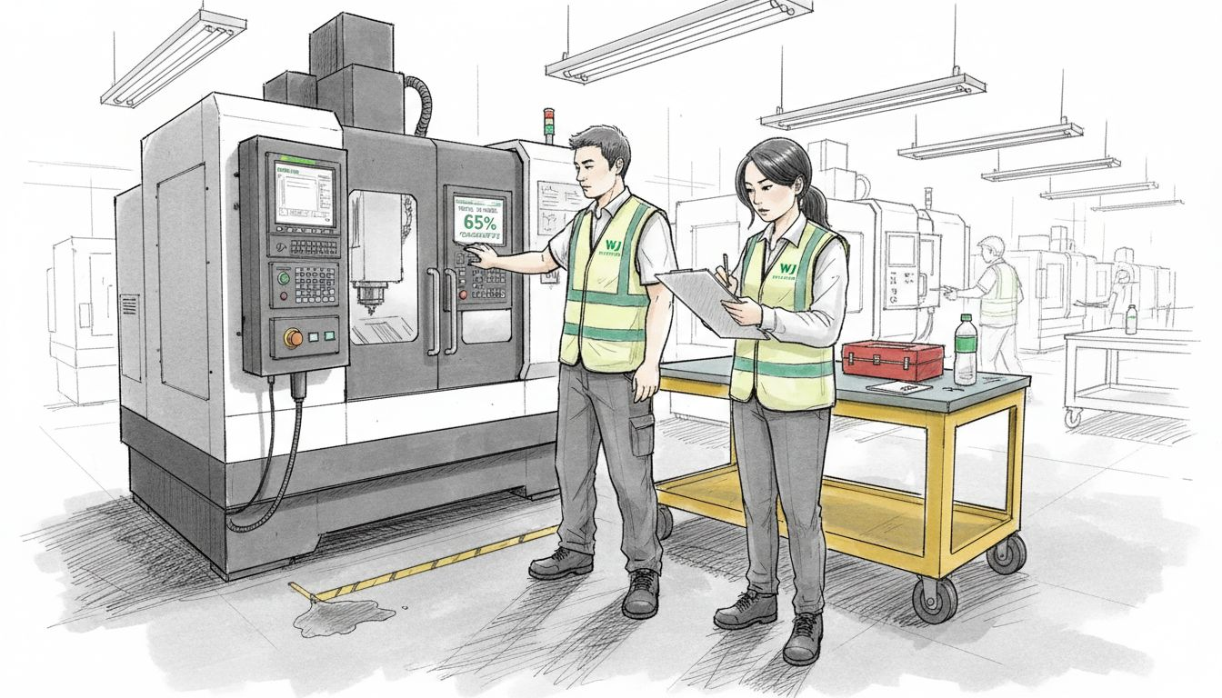 Technicians testing prototype on factory floor