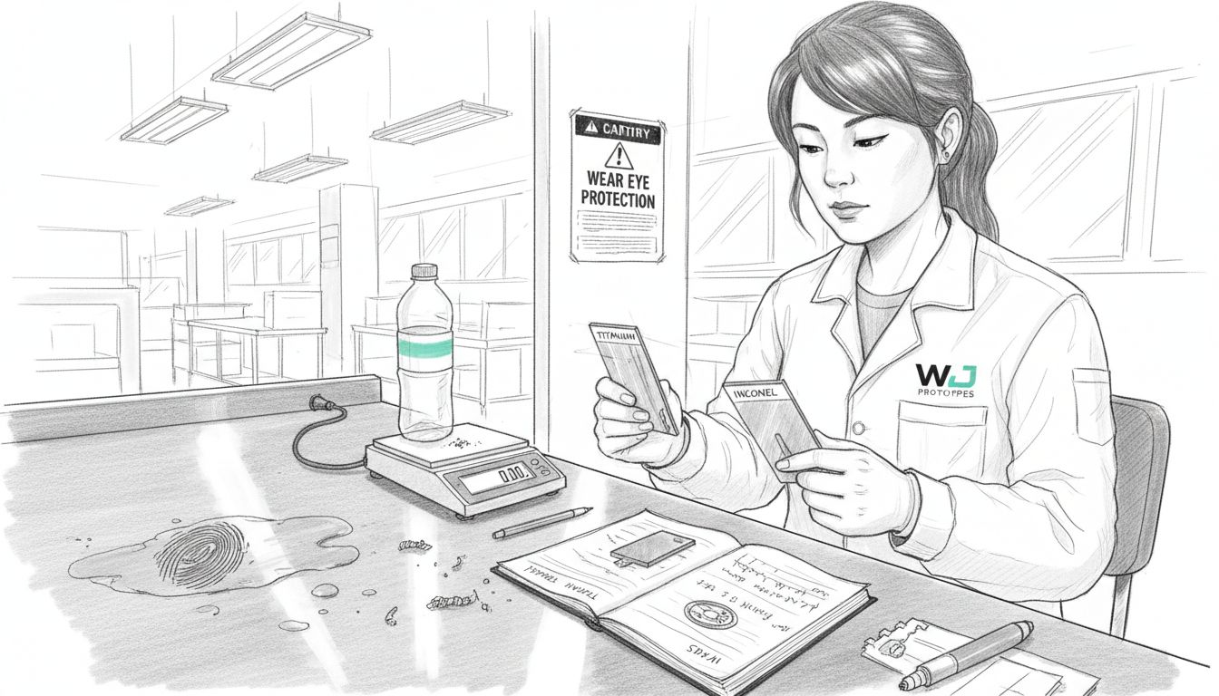Specialist comparing titanium and Inconel samples