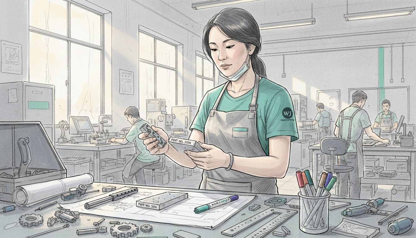 Technician comparing prototype material samples