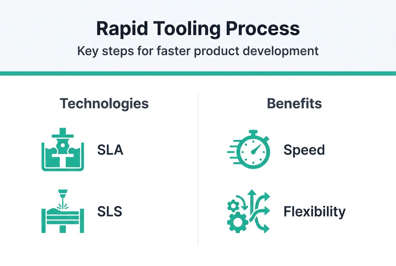 Infographic outlining rapid tooling steps and benefits