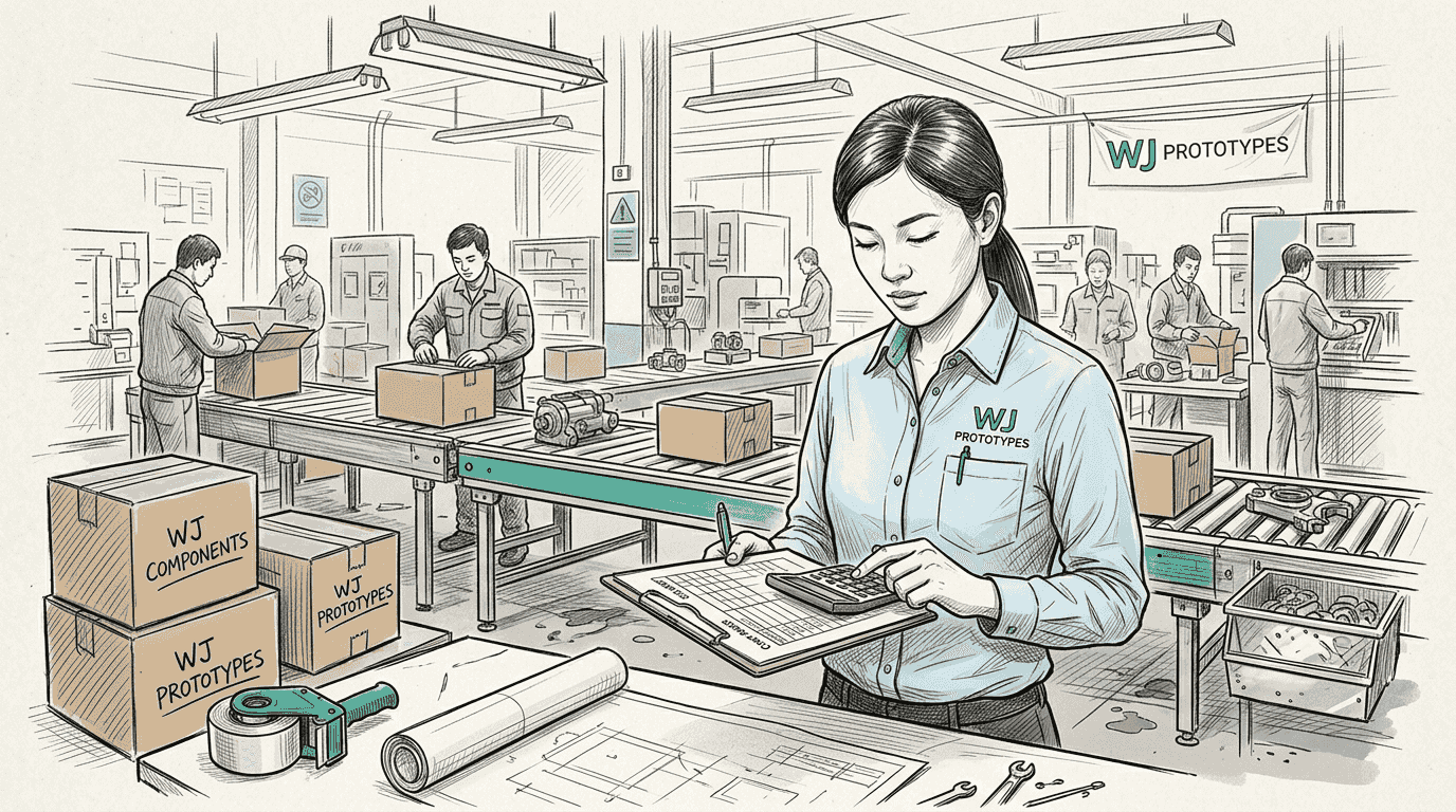 Procurement specialist calculating factory costs