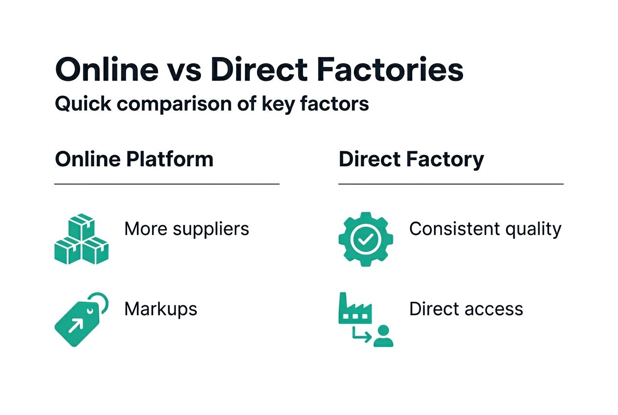 Infographic comparing online platform and direct factory
