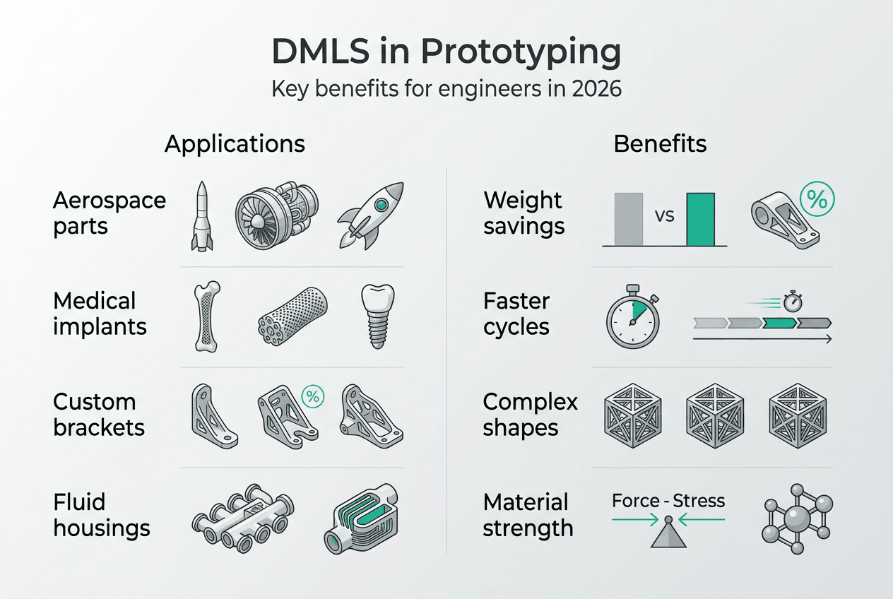 Infographic overview of DMLS prototyping benefits