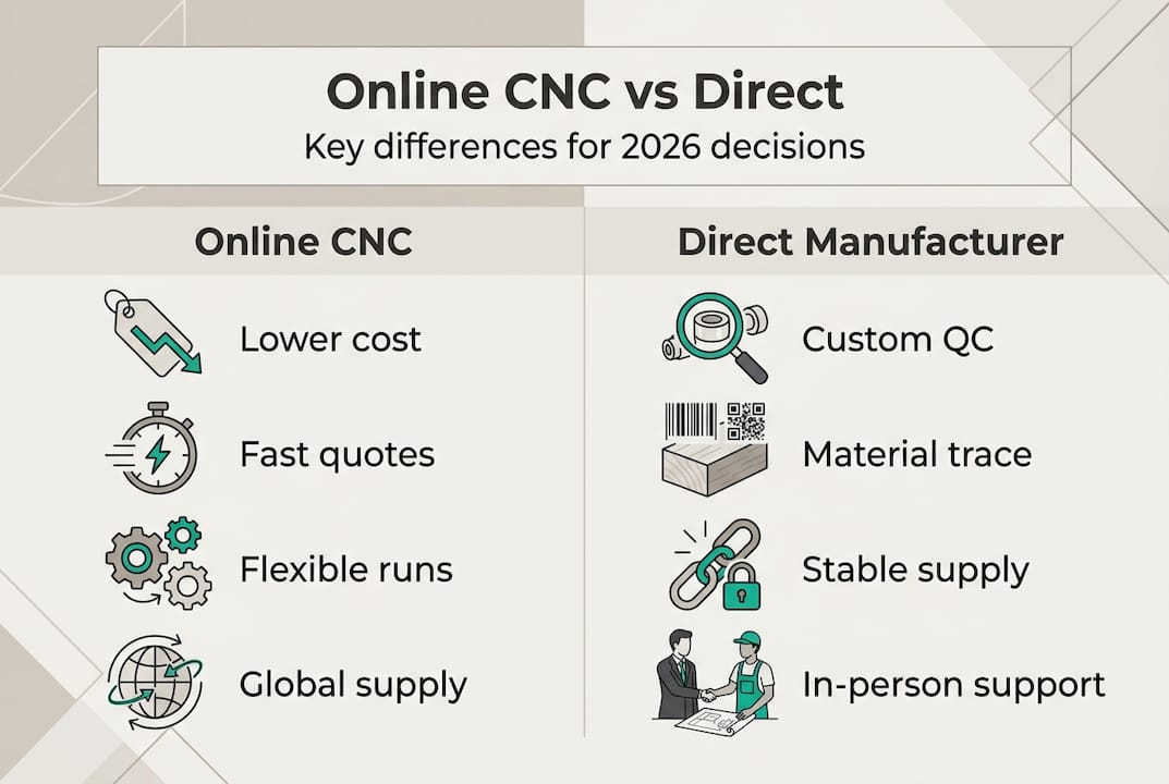 Infographic comparing online CNC and direct manufacturing