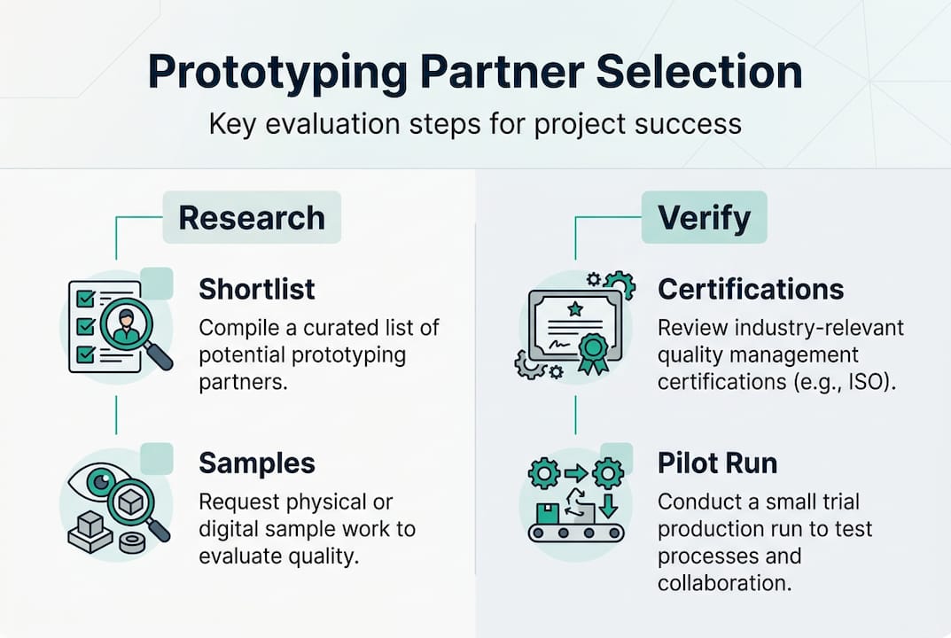 Infographic of prototyping partner selection steps