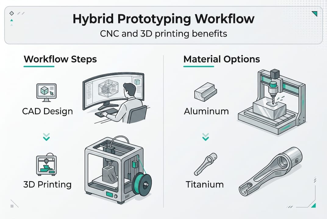 Infographic showing workflow steps and materials