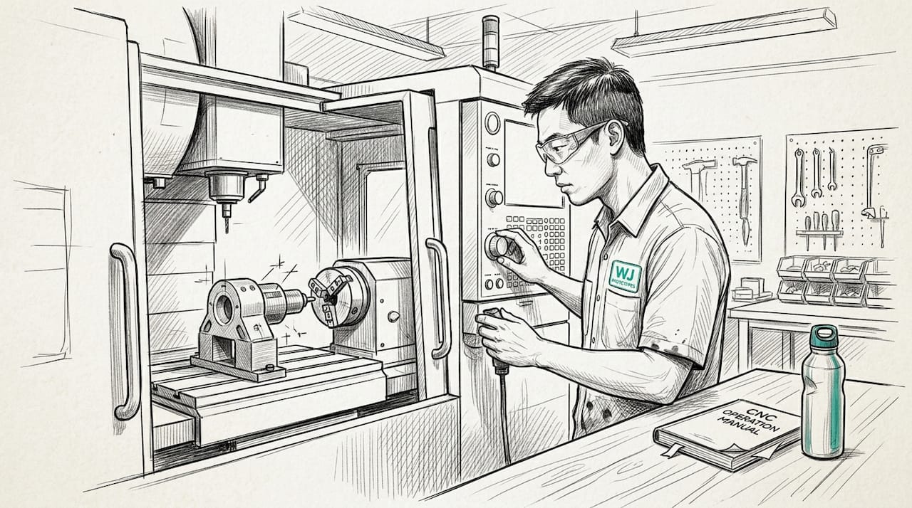 Technician overseeing hybrid CNC machine