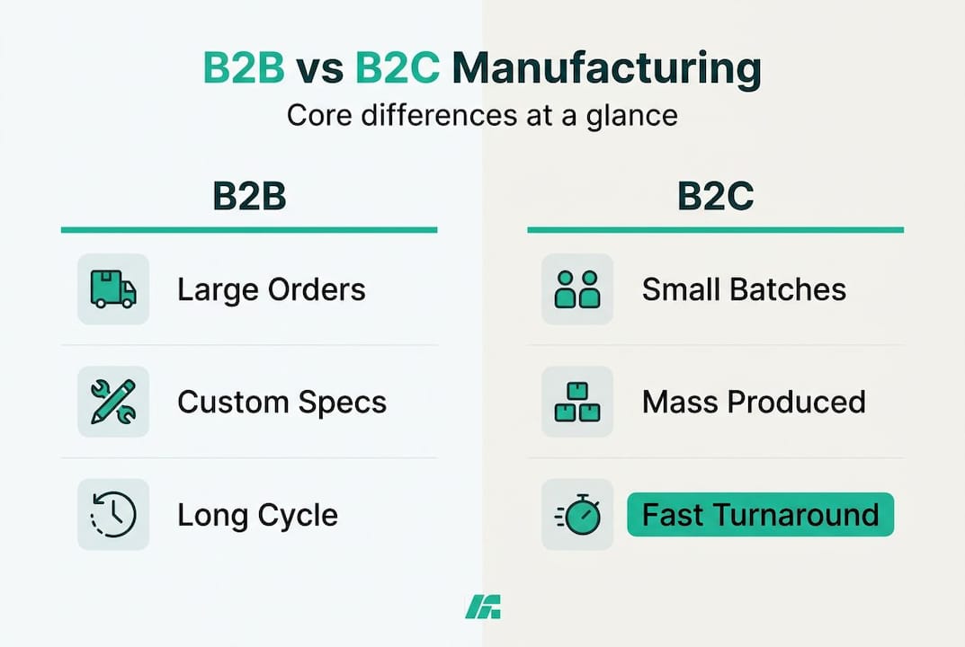 Infographic comparing B2B and B2C manufacturing