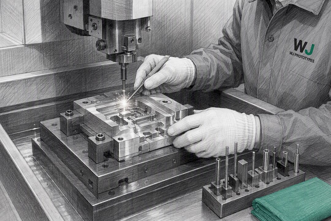 EDM operator reworking die casting insert