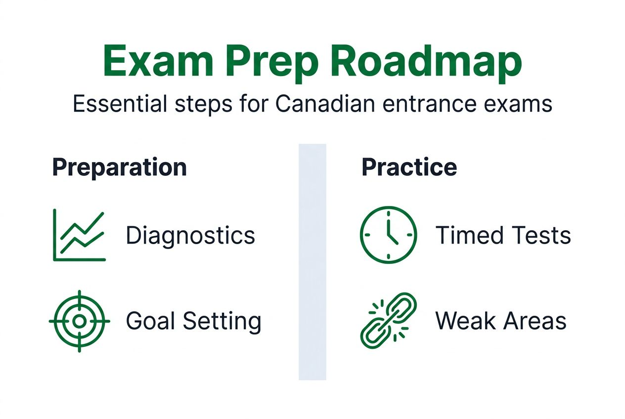 Infographic showing exam prep steps overview