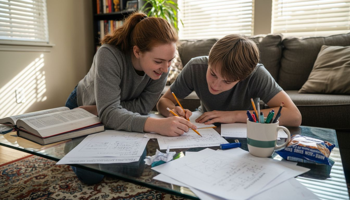 In-person tutoring session in living room