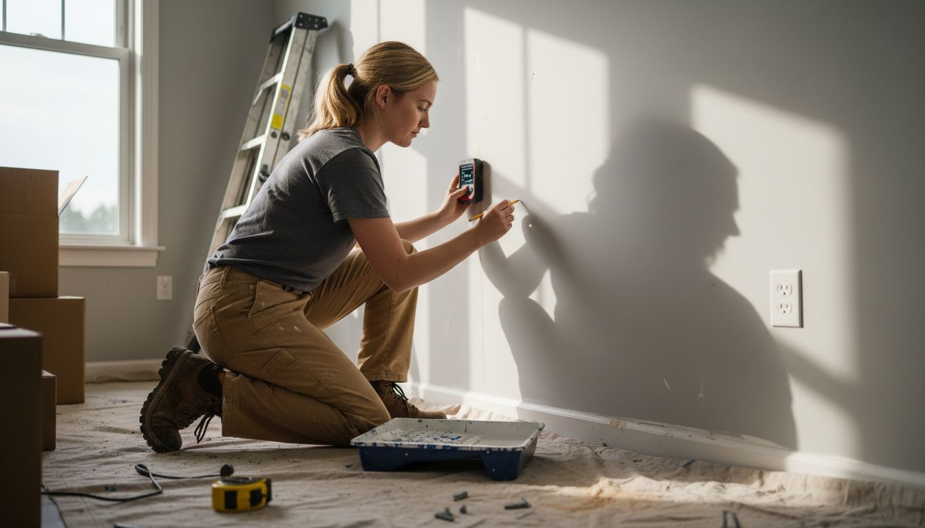 Marking wall studs for sliding door