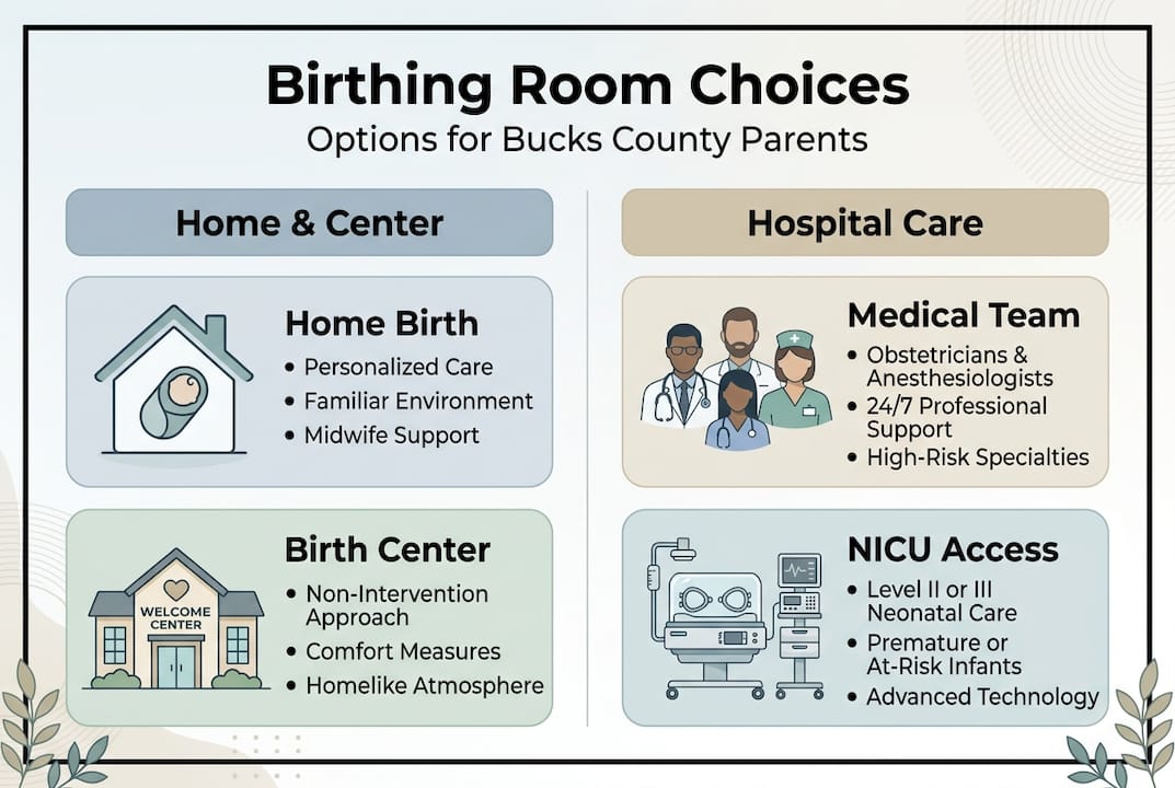 Infographic comparing birthing room options