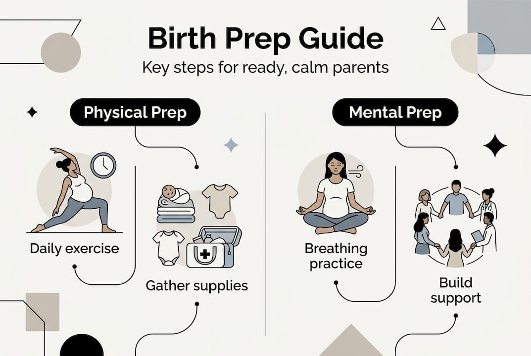Infographic birth preparation steps for parents