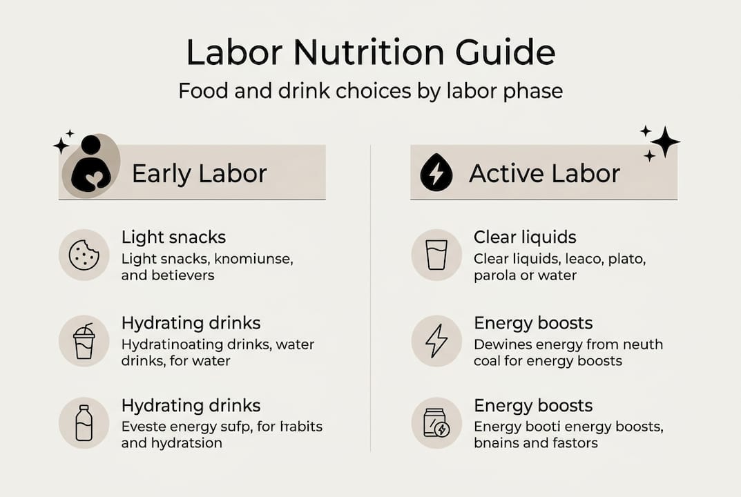 Infographic of labor nutrition and hydration phases
