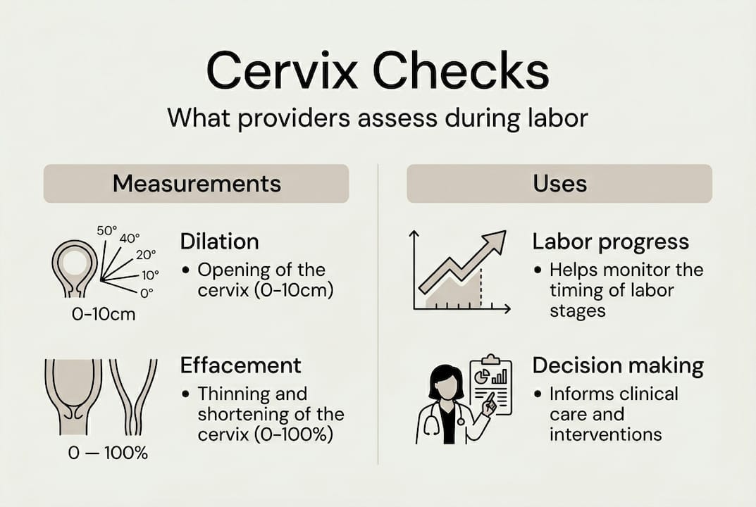 Infographic showing cervix check measurements and uses