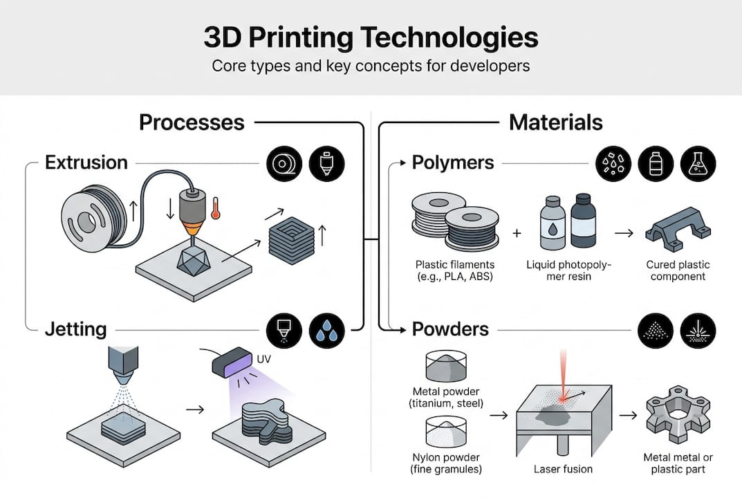 Infographic of 3D printing technologies comparison
