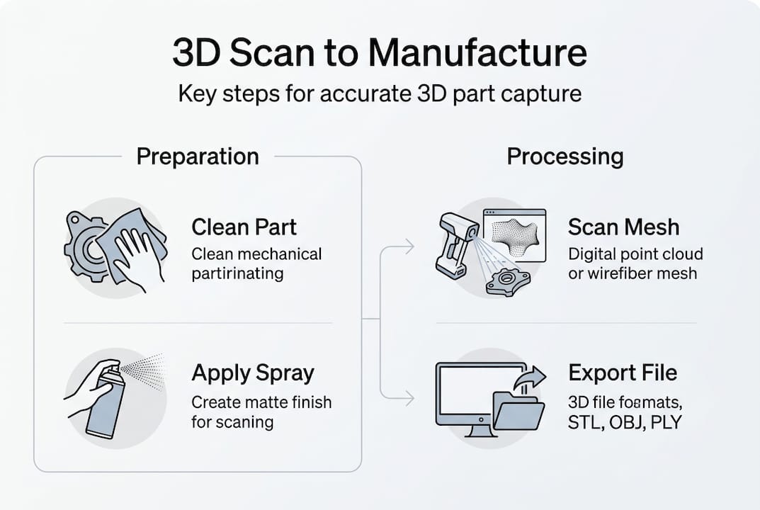 Infographic showing 3D scan workflow steps