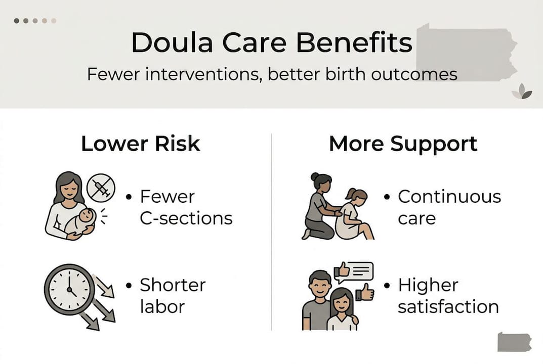 Infographic on doula care benefits for birth