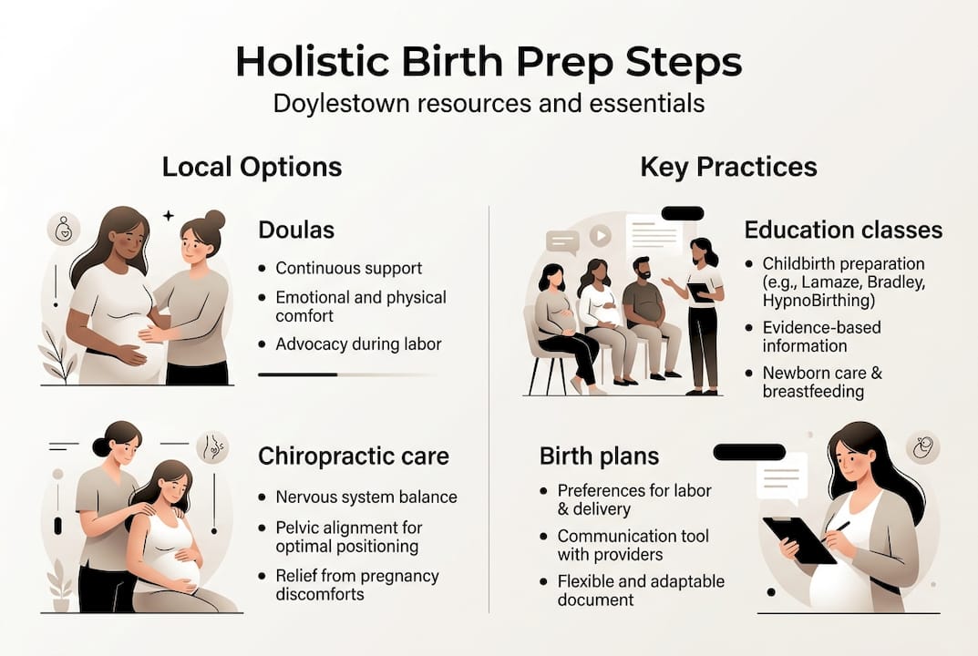 Infographic overview: holistic childbirth prep Doylestown